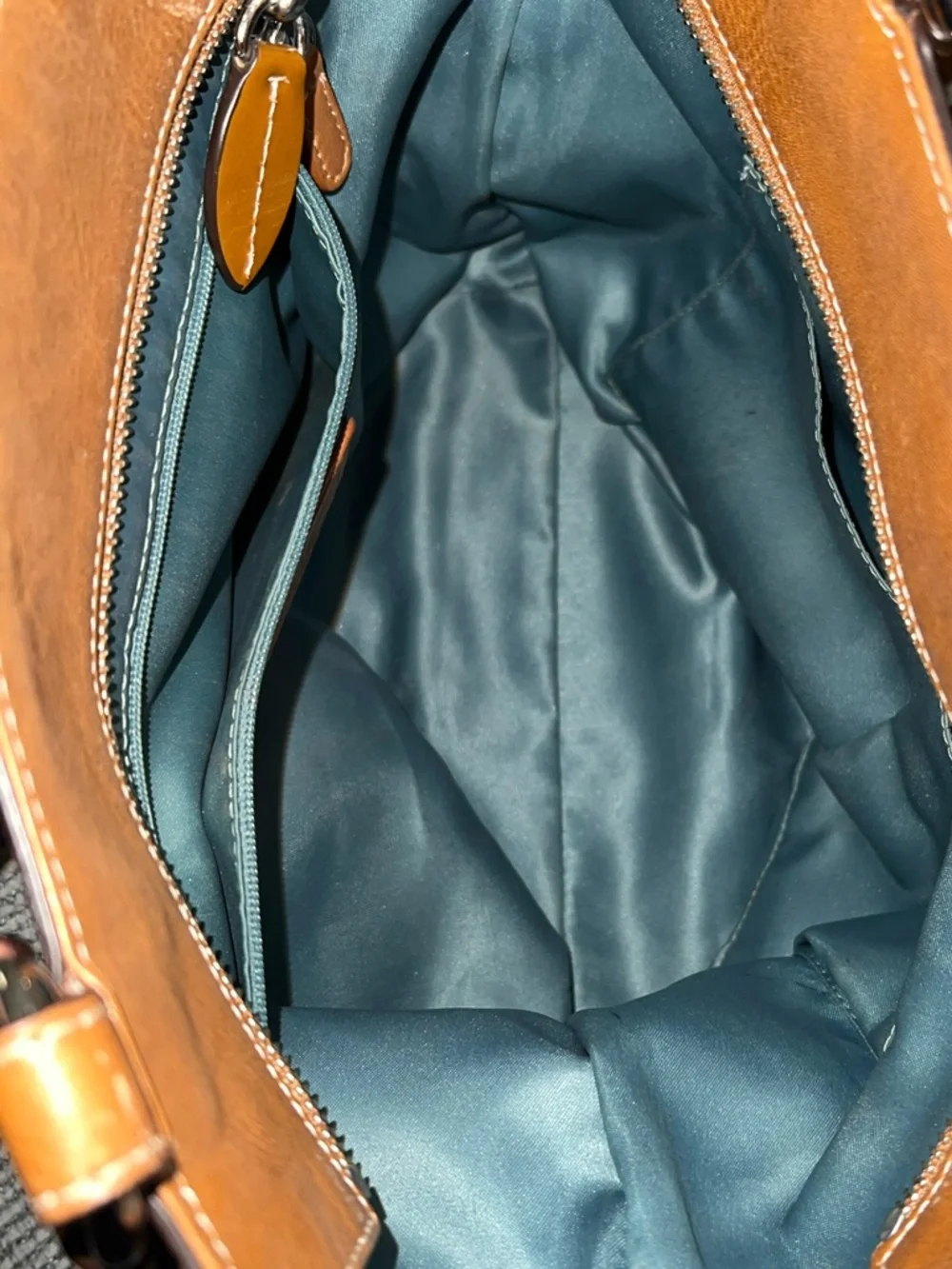 Coach Cream Leather Shoulder Tote with Brown Trim - Picture 11 of 12